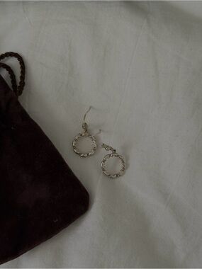 The Golden Bear Sterling Silver Circle Bear Earrings